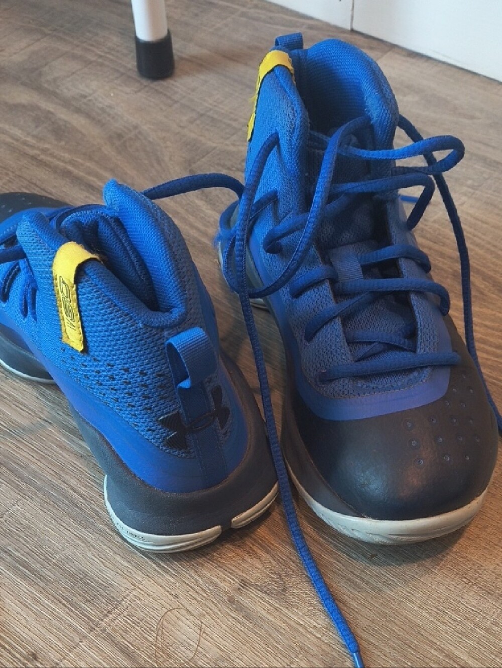 Under Armour Kids Royal Blue and Yellow Basketball Sneakers